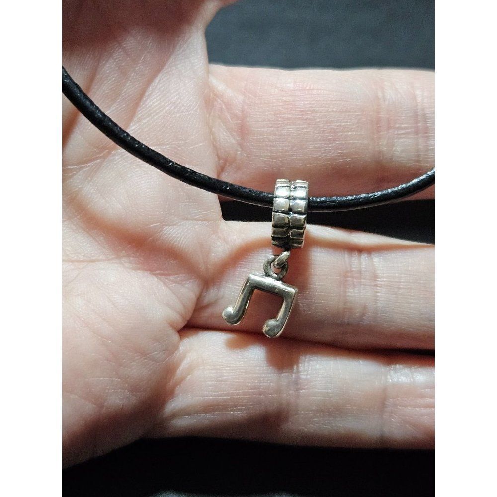 IBB Sterling silver music note charm bracelet 8" black